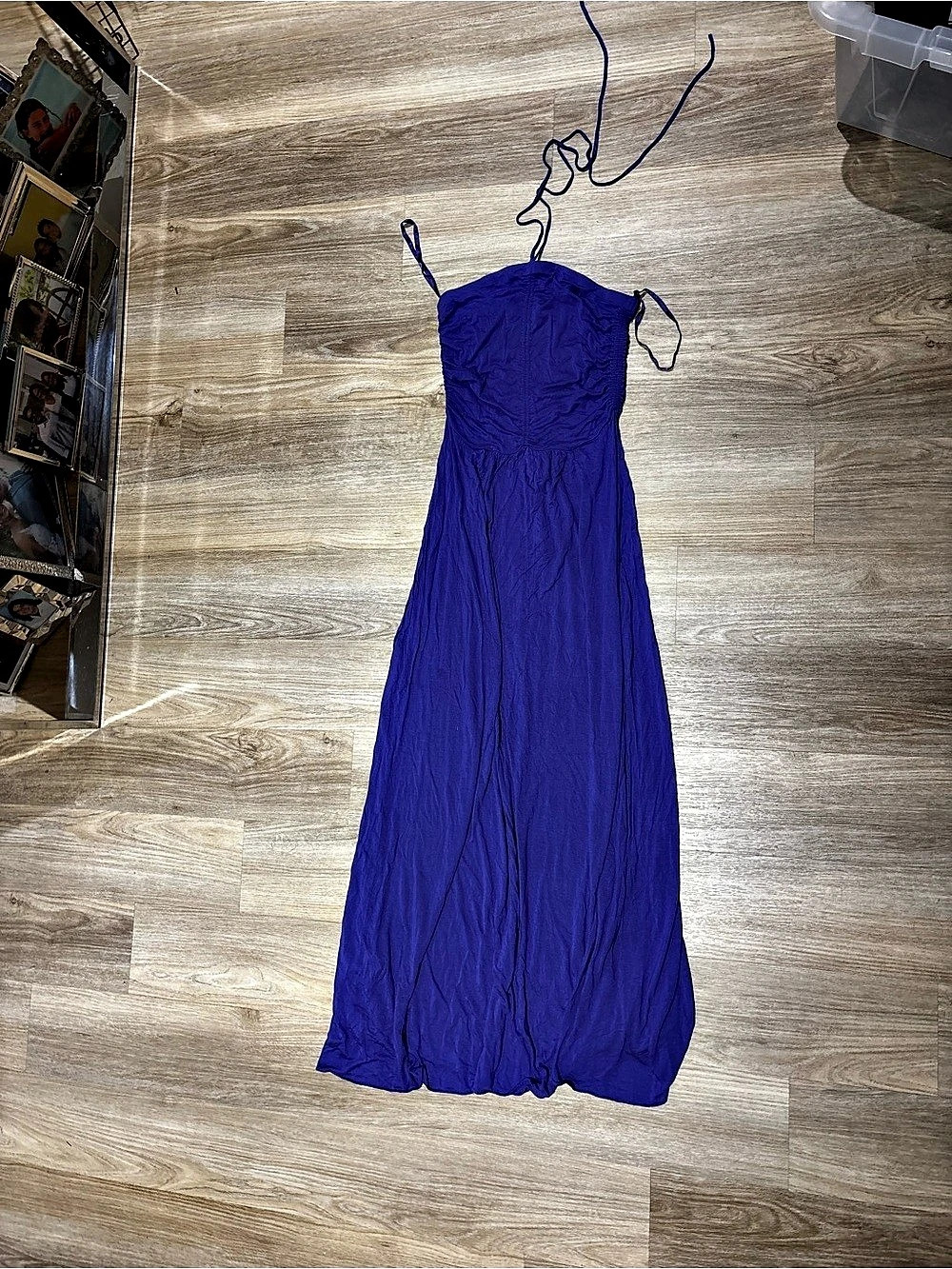 BCBGMAXAZRIA Ruched Maxi Dress in Purple Like New